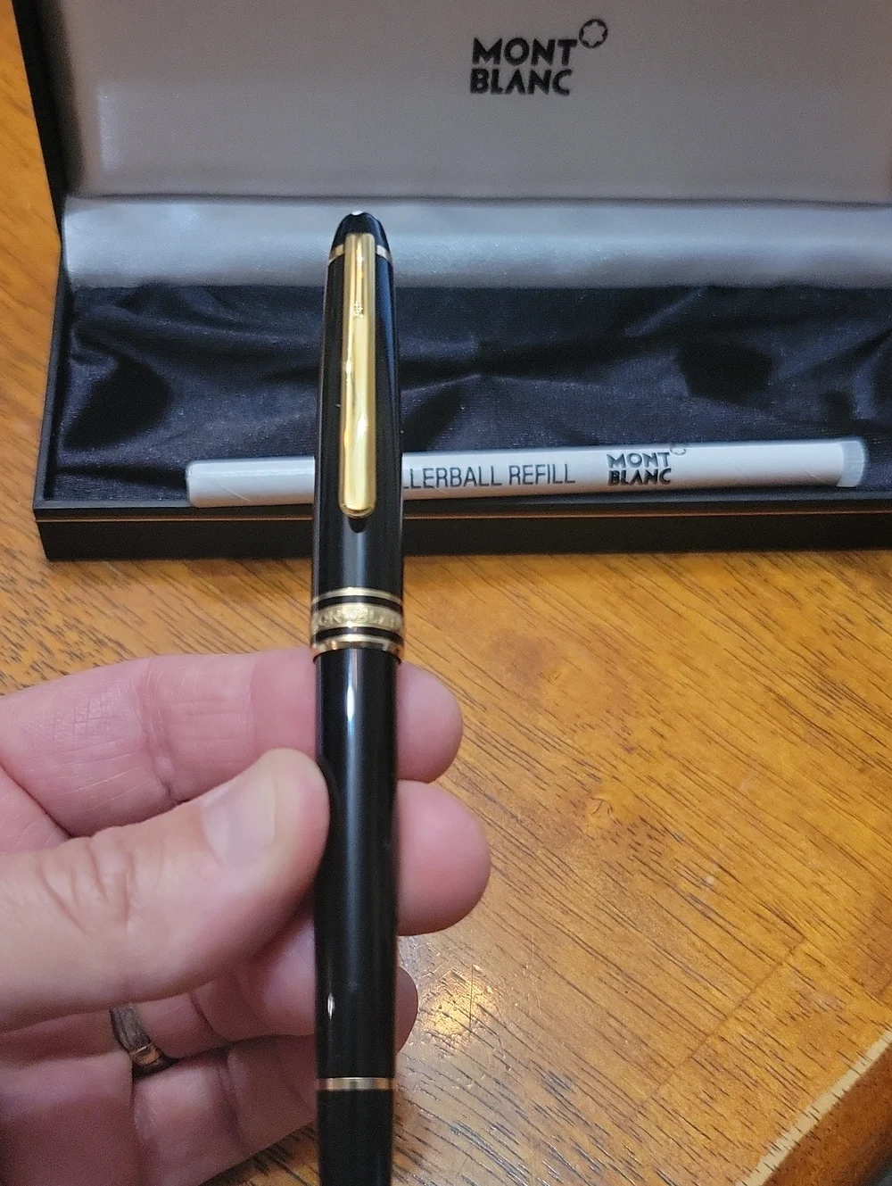 Vintage Mont Bkanc Meisterstuck Black Gold Rollerball Pen In Box With Refill